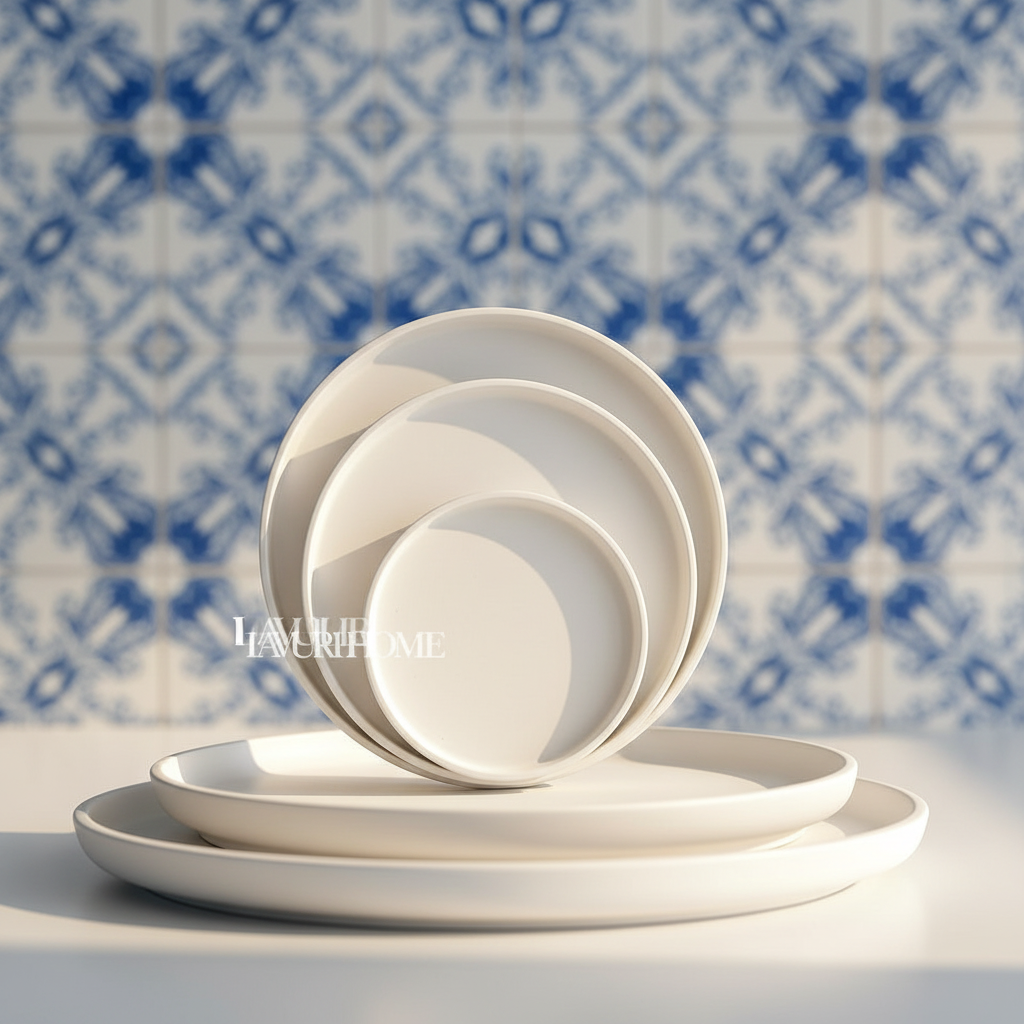 ROMA M Deco Plate – 25cm with 2cm height, handmade poured ceramic tray, perfect as a decorative Plate / Tray for dry utensils or bread, cookies - LAVURI® Home DECOR & Gourmet Candles