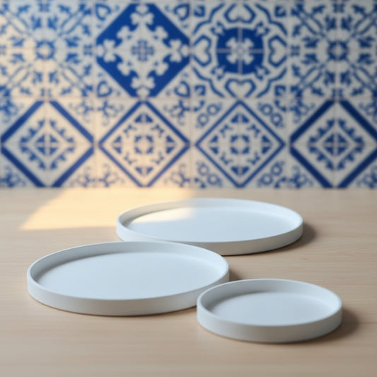 ROMA Plate 17cm / 25cm / 30cm with a 2cm rim or Terrine 10cm x 4,5cm + Lid, perfect as a decorative tray - LAVURI® Home DECOR & Gourmet Candles