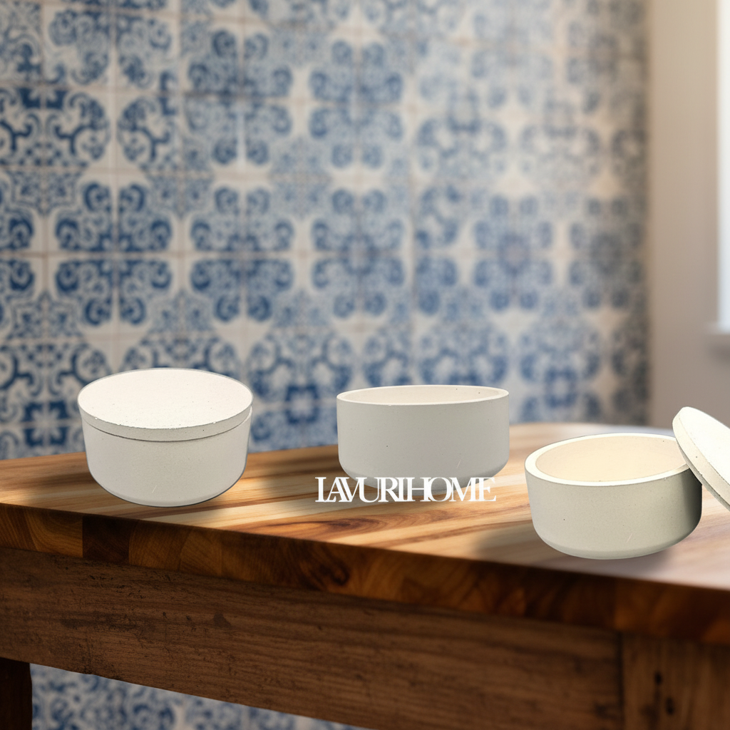 ROMA Plate 17cm / 25cm / 30cm with a 2cm rim or Terrine 10cm x 4,5cm + Lid, perfect as a decorative tray - LAVURI® Home DECOR & Gourmet Candles