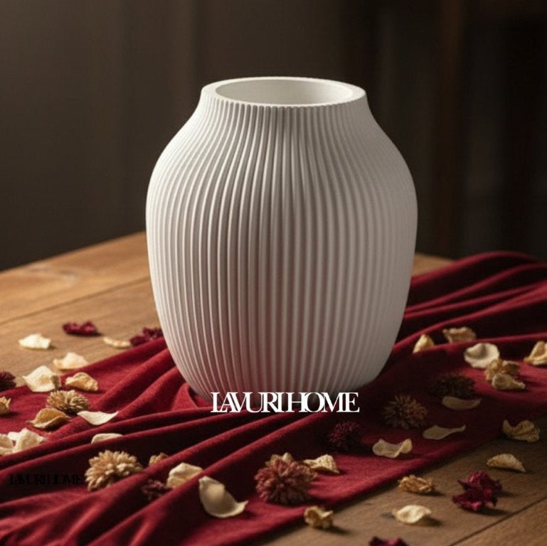 Ribbed 1200 Limestone Vase handmade Home Decor europe germany vegan natürlich nachhaltig biologisch