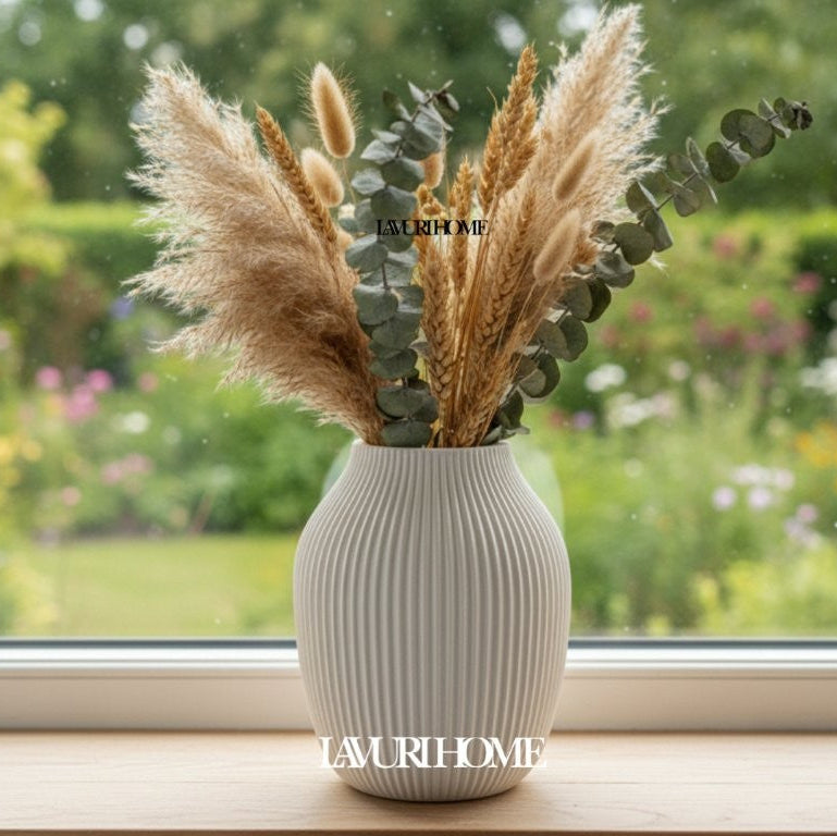Ribbed 1200 Limestone Vase handmade Home Decor europe germany vegan natürlich nachhaltig biologisch