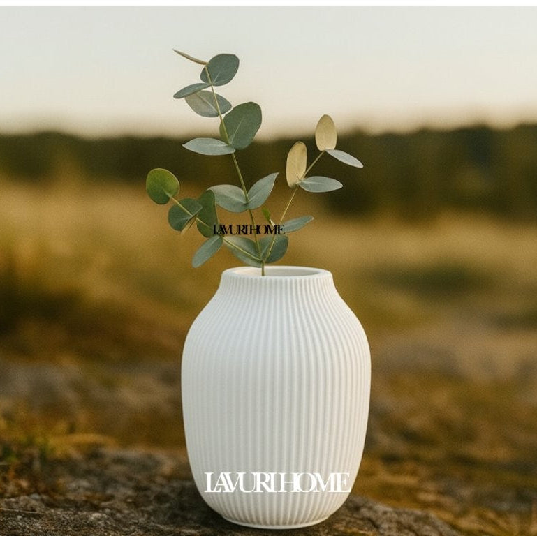 Ribbed 1200 Limestone Vase handmade Home Decor europe germany vegan natürlich nachhaltig biologisch