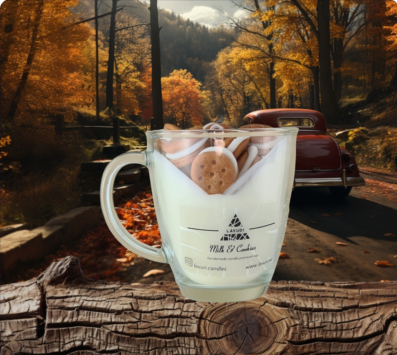 LAVURI® MILK & Cookie in Henkel- Tasse aus Soja Wachs Duftkerze vegan handmade