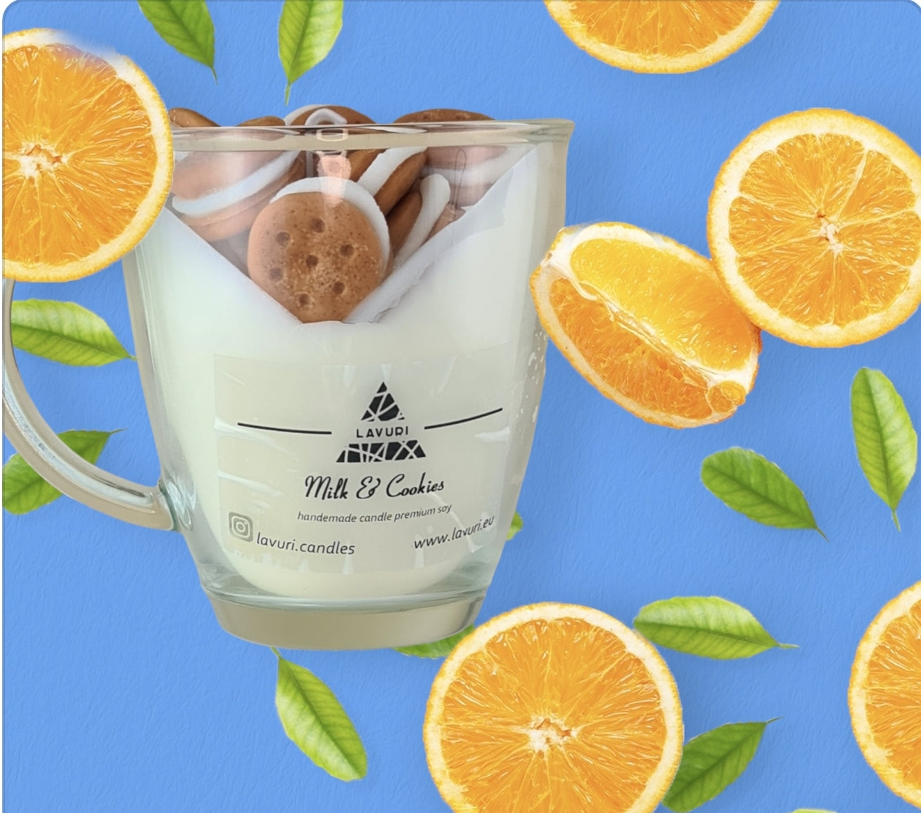 LAVURI® MILK & Cookie in Henkel- Tasse aus Soja Wachs Duftkerze vegan handmade