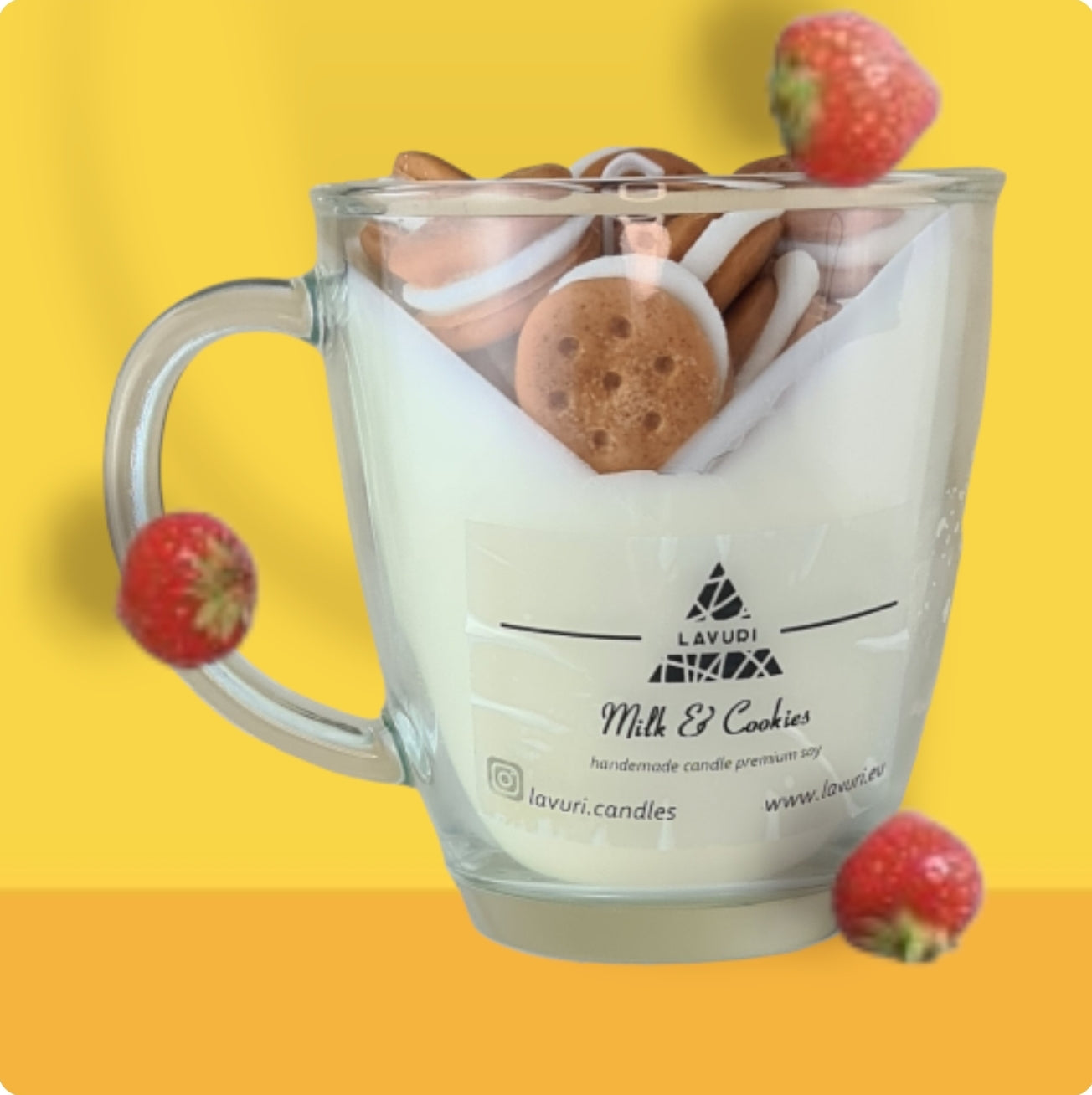 LAVURI® MILK & Cookie in Henkel- Tasse aus Soja Wachs Duftkerze vegan handmade