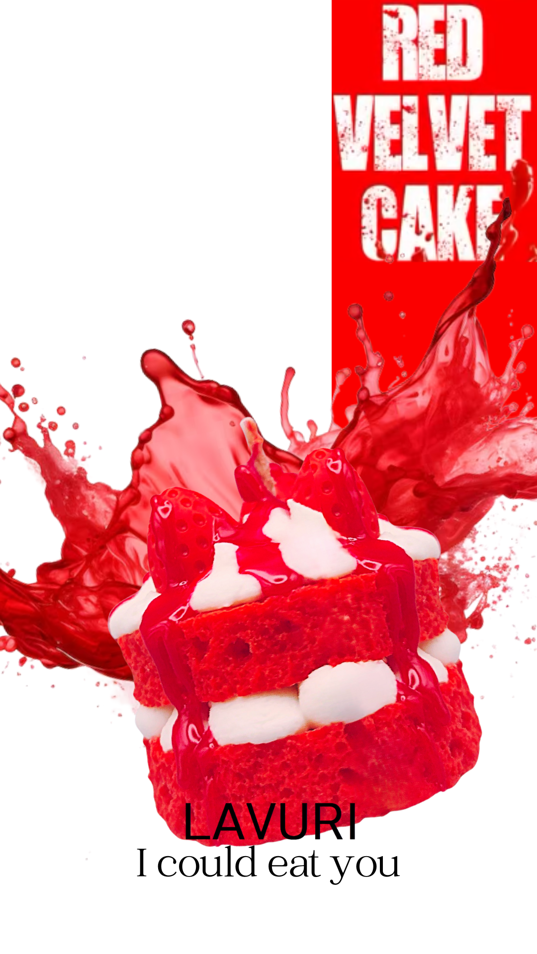 RED Velvet Strawberry cake come with chantilly and fruits as topping on a red fluffy cake base, 100% soy wax Gourmet Dessert Candle