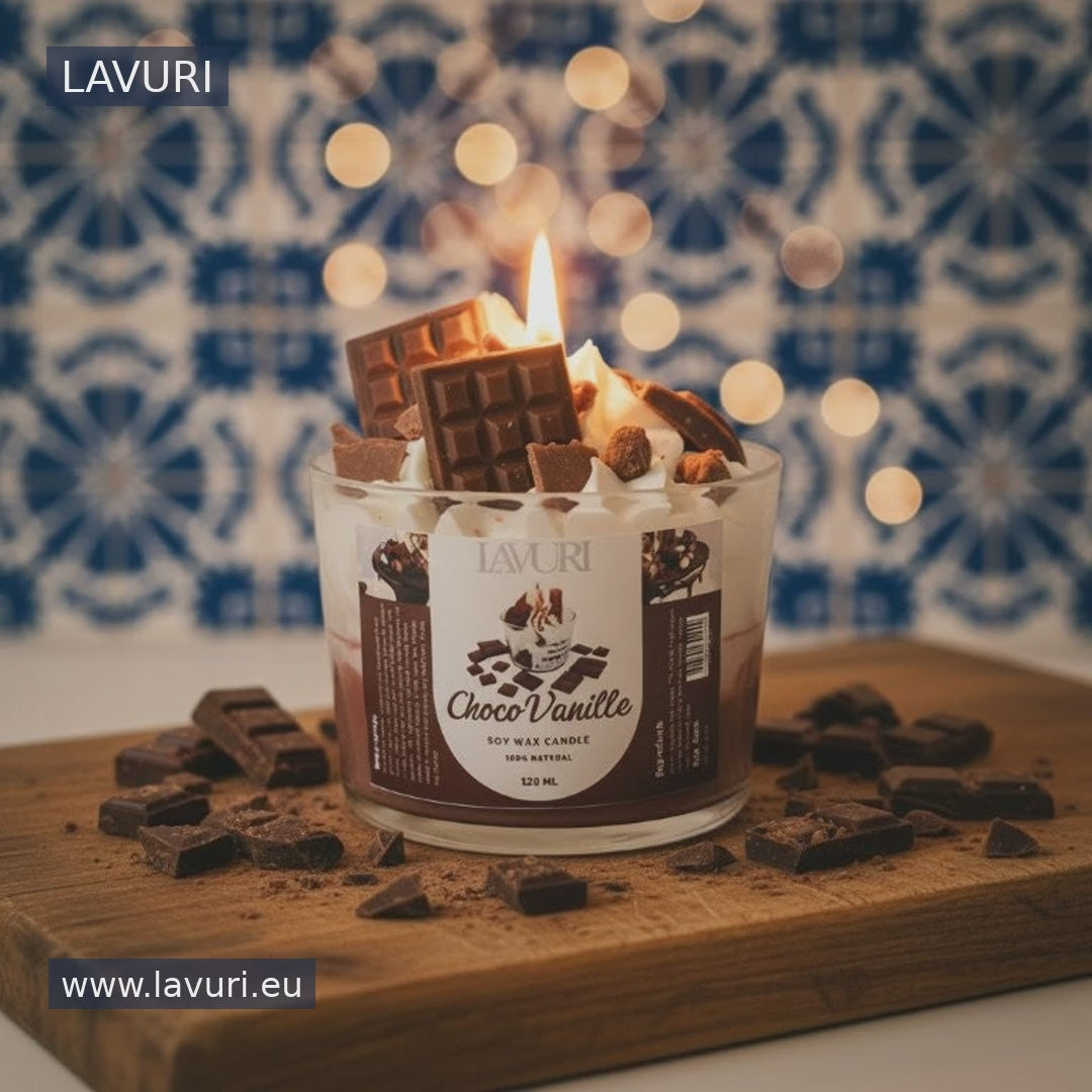 LAVURI Chocolate Vanilla – silent product and individual Azulejo packaging slideshow.