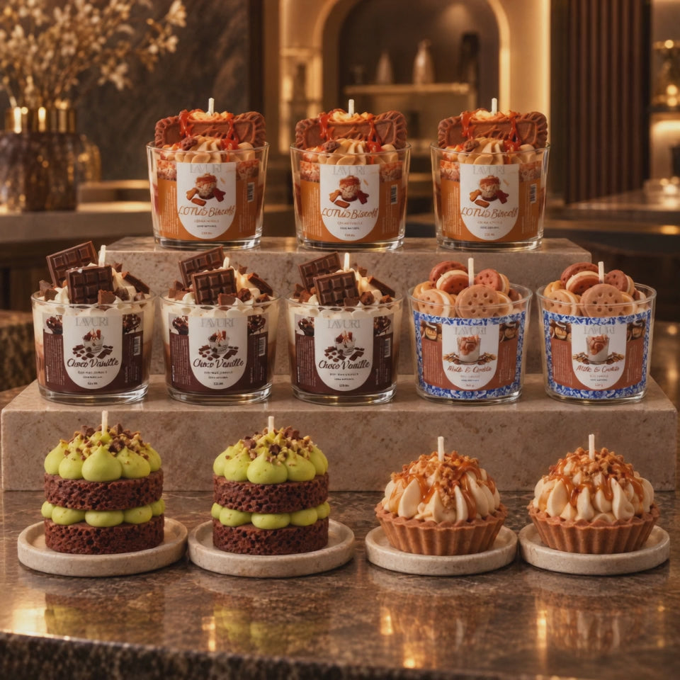 LAVURI Choco Caramel Lotus Mix – camera tour of 12 handmade dessert candles, Portugal